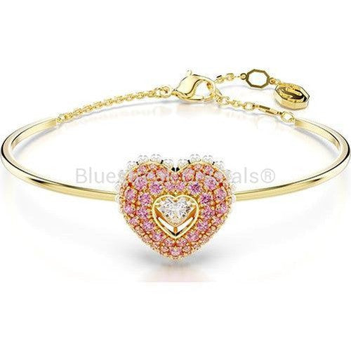 Swarovski Hyperbola Bangle Heart Pink Gold-Tone Plated-Swarovski Jewellery-Bluestreak Crystals