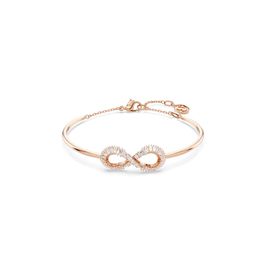 Swarovski Hyperbola Bangle Infinity White Rose Gold-Tone Plated