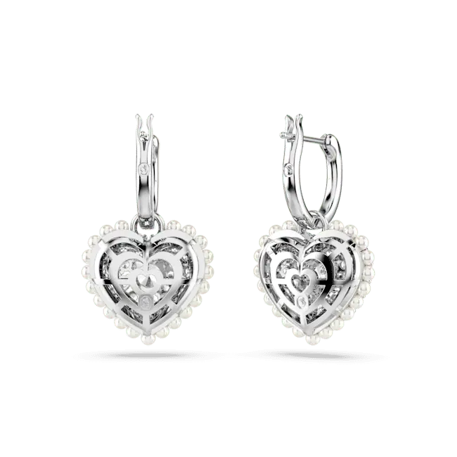 Swarovski Hyperbola Drop Earrings Heart White Rhodium Plated - Bluestreak Crystals