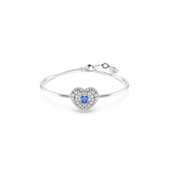 Swarovski Idyllia Bangle Heart Blue Rhodium Plated - Bluestreak Crystals