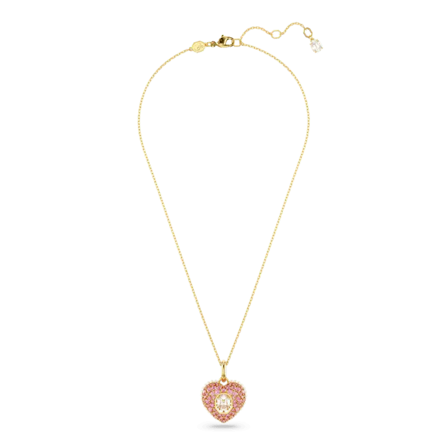 Swarovski Idyllia Pendant Octagon Cut Crystal Pearls Heart Pink Gold-Tone Plated - Bluestreak Crystals