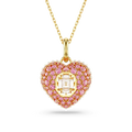 Swarovski Idyllia Pendant Octagon Cut Crystal Pearls Heart Pink Gold-Tone Plated - Bluestreak Crystals