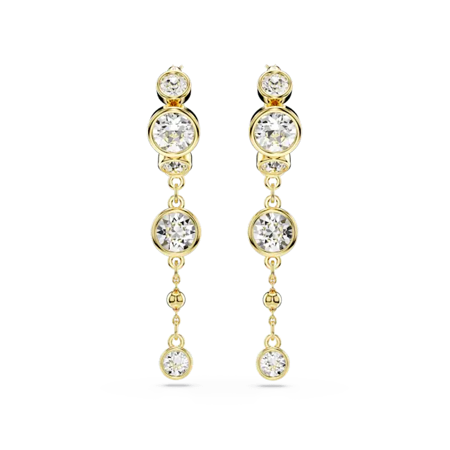 Swarovski Imber Drop Earrings Round Cut White Mixed Metal Finish - Bluestreak Crystals