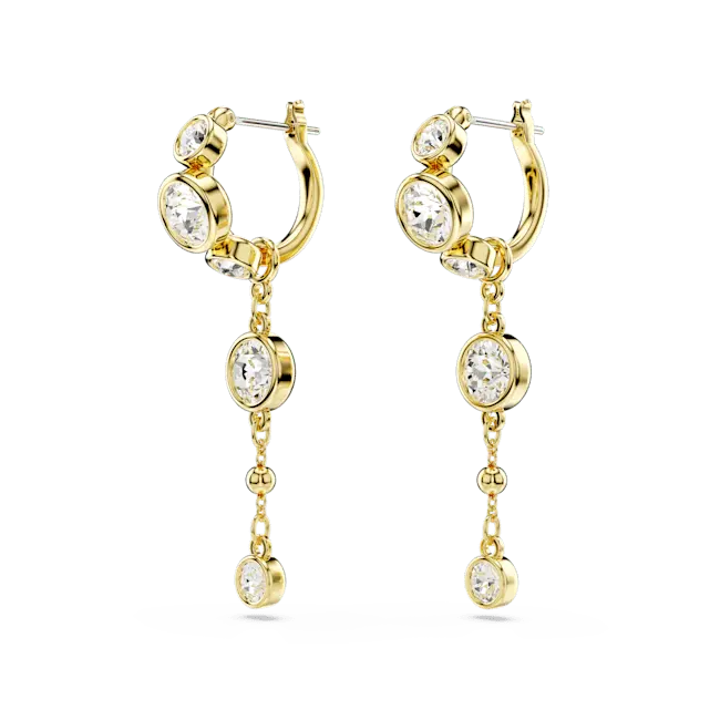 Swarovski Imber Drop Earrings Round Cut White Mixed Metal Finish - Bluestreak Crystals