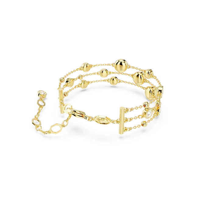 Swarovski Imber Wide Bracelet Round Cut Gold-Tone Plated - Bluestreak Crystals