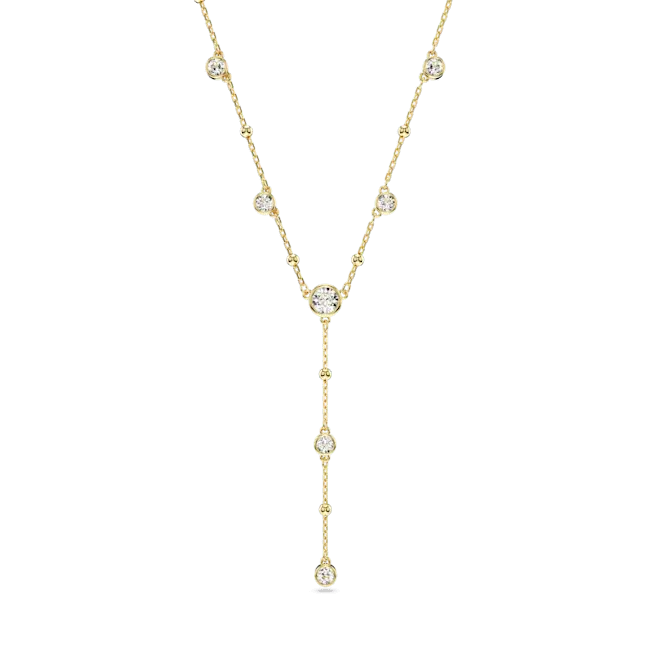 Swarovski Imber Y Necklace Round Cut Scatter White Gold-Tone Plated - Bluestreak Crystals