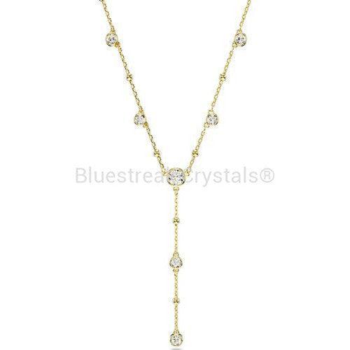 Swarovski Imber Y Necklace Round Cut Scatter White Gold-Tone Plated-Swarovski Jewellery-Bluestreak Crystals