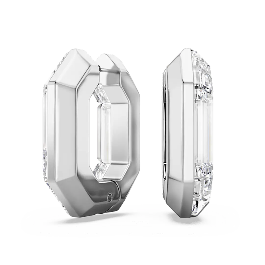Swarovski Lucent Hoop Earrings Octagon Small White Swarovski Lucent Hoop Earrings Octagon Small White