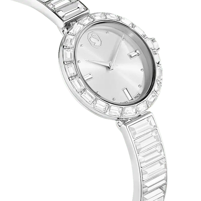 Swarovski Matrix Bangle Watch Swiss Made Crystal Bracelet Silver