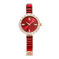 Swarovski Matrix Bangle Watch Swiss Made Red Bracelet Rose-Gold Tone - Bluestreak Crystals