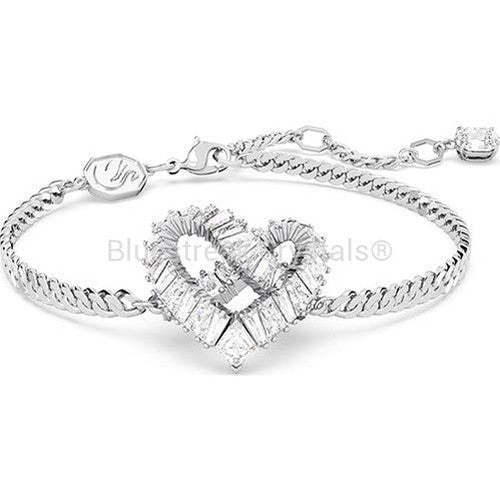Swarovski Matrix Bracelet Heart White Rhodium Plated-Swarovski Jewellery-Bluestreak Crystals