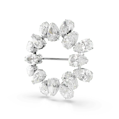 Swarovski Matrix Brooch Pear Cut White Rhodium Plated - Bluestreak Crystals
