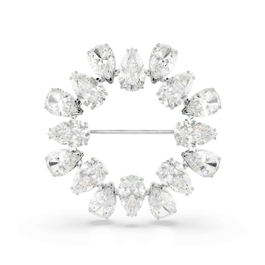 Swarovski Matrix Brooch Pear Cut White Rhodium Plated - Bluestreak Crystals