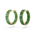 Swarovski Matrix Hoop Earrings Baguette Cut Green Gold-Tone Plated - Bluestreak Crystals