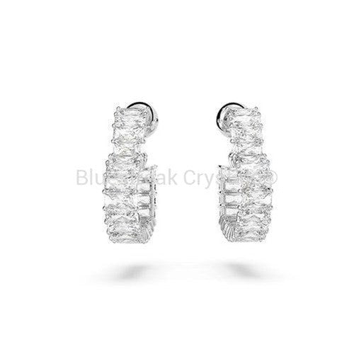 Swarovski Matrix Hoop Earrings Heart White Rhodium Plated-Swarovski Jewellery-Bluestreak Crystals