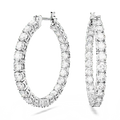 Swarovski Matrix Hoop Earrings Round Cut White Rhodium Plated - Bluestreak Crystals