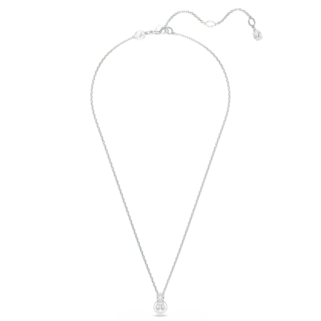 Swarovski Matrix Pendant Crystal Pearl Round Cut White Rhodium Plated - Bluestreak Crystals