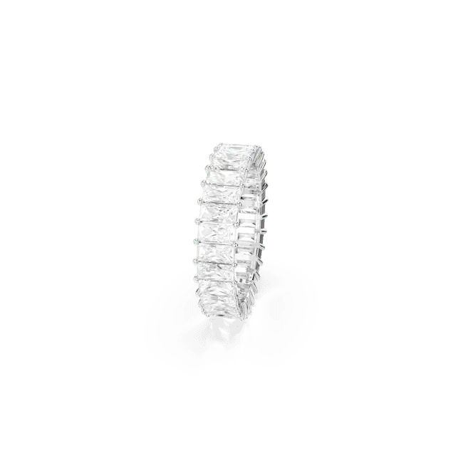 Swarovski Matrix Ring Baguette Cut White Rhodium Plated - Bluestreak Crystals