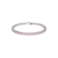 Swarovski Matrix Tennis Bracelet Round Cut Pink Rhodium Plated - Bluestreak Crystals