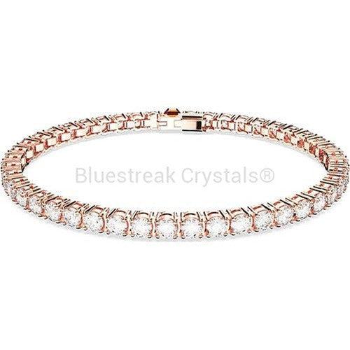 Swarovski Matrix Tennis Bracelet Round Cut White Rose Gold-Tone Plated-Swarovski Jewellery-Small-Bluestreak Crystals