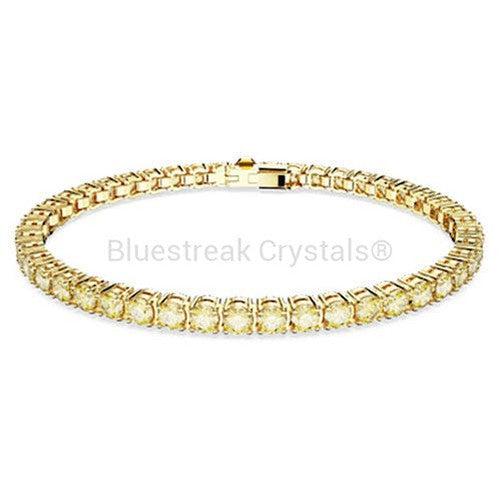 Swarovski Matrix Tennis Bracelet Round Cut Yellow Gold-Tone Plated-Swarovski Jewellery-Bluestreak Crystals