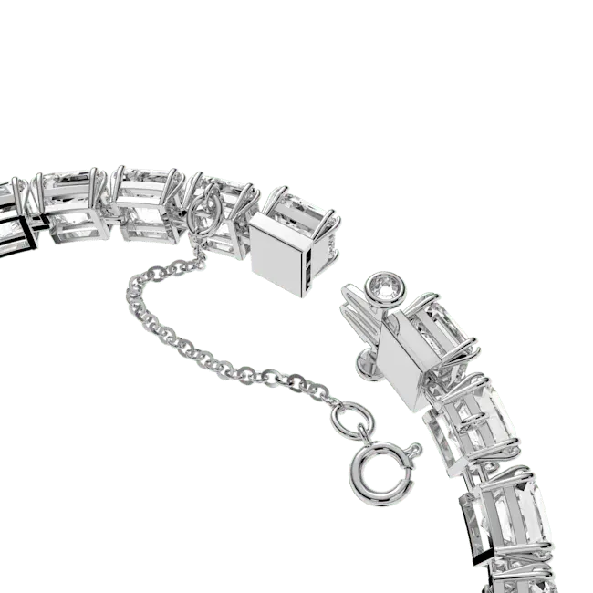 Swarovski Matrix Tennis Bracelet Square Cut White Rhodium Plated - Bluestreak Crystals
