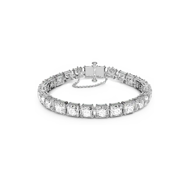 Swarovski Matrix Tennis Bracelet Square Cut White Rhodium Plated - Bluestreak Crystals