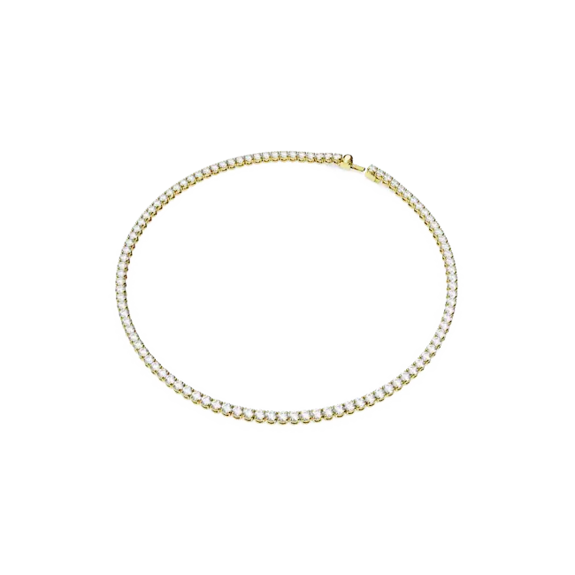 Swarovski Matrix Tennis Necklace Round Cut White Gold-Tone Plated - Bluestreak Crystals