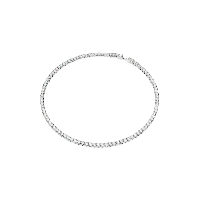 Swarovski Matrix Tennis Necklace Round Cut White Rhodium Plated - Bluestreak Crystals