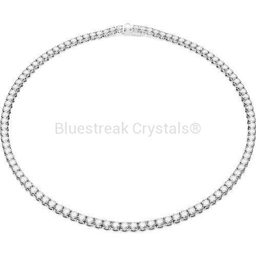 Swarovski Matrix Tennis Necklace Round Cut White Rhodium Plated-Swarovski Jewellery-Bluestreak Crystals