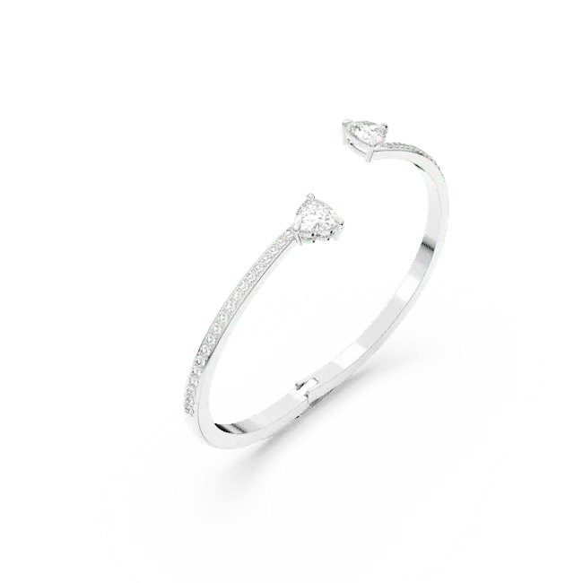 Swarovski Mesmera Bangle Heart White Rhodium Plated - Bluestreak Crystals