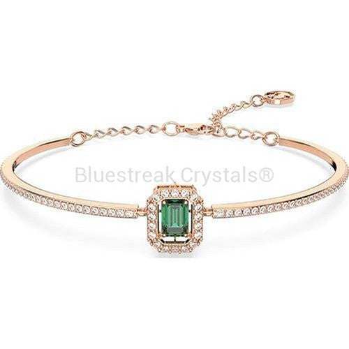 Swarovski Millenia Bangle Octagon Cut Pave Green Rose Gold-Tone Plated-Swarovski Jewellery-Bluestreak Crystals