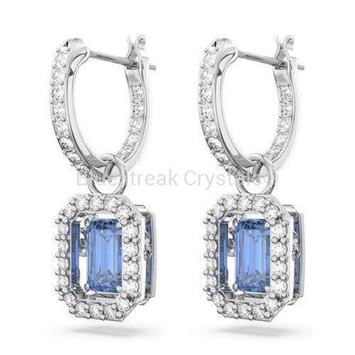Swarovski Millenia Drop Earrings Octagon Cut Pave Blue Rhodium Plated-Swarovski Jewellery-Bluestreak Crystals