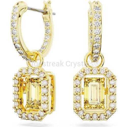 Swarovski Millenia Drop Earrings Octagon Cut Pave Yellow Gold-Tone Plated-Swarovski Jewellery-Bluestreak Crystals