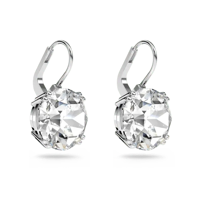 Swarovski Millenia Drop Earrings Round Cut White Rhodium Plated - Bluestreak Crystals