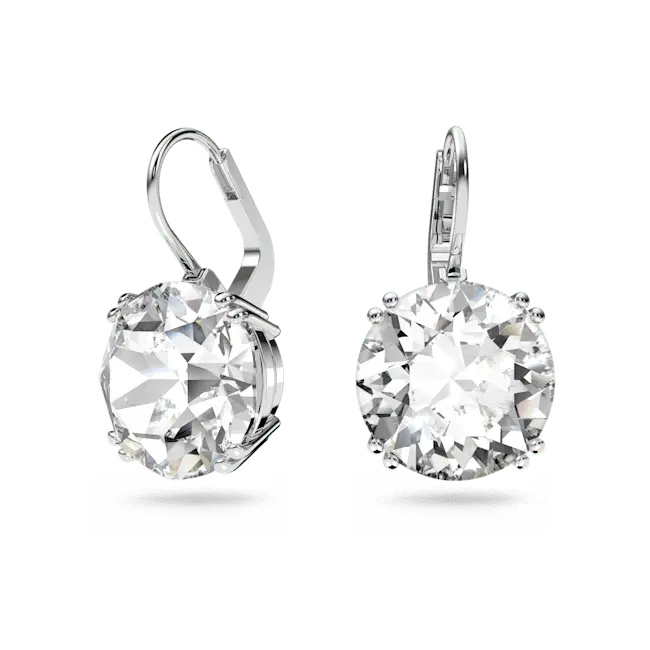 Swarovski Millenia Drop Earrings Round Cut White Rhodium Plated - Bluestreak Crystals
