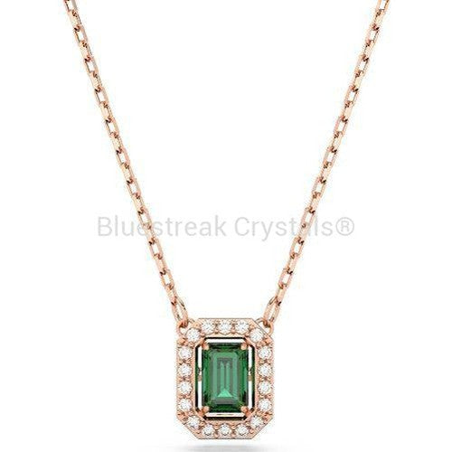 Swarovski Millenia Necklace Octagon Cut Pave Green Rose Gold-Tone Plated-Swarovski Jewellery-Bluestreak Crystals