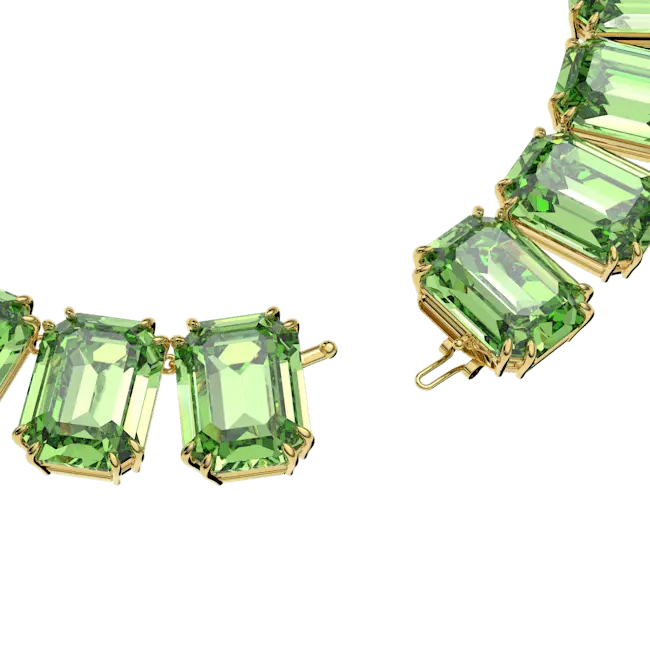 Swarovski Millenia Necklace Oversized Octagon Cut Green Gold-Tone Plated - Bluestreak Crystals