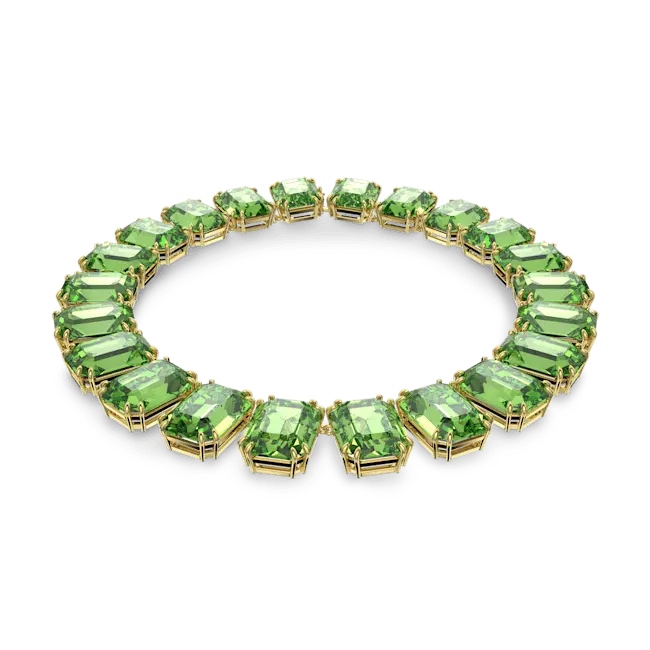 Swarovski Millenia Necklace Oversized Octagon Cut Green Gold-Tone Plated - Bluestreak Crystals