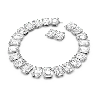 Swarovski Millenia Necklace Oversized Octagon Cut White Rhodium Plated - Bluestreak Crystals