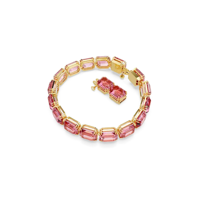 Swarovski Millenia Tennis Bracelet Octagon Cut Pink Gold-Tone Plated - Bluestreak Crystals