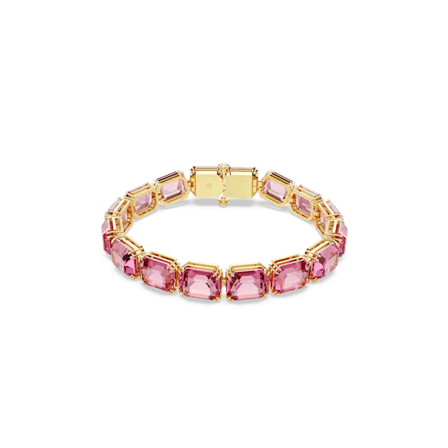 Swarovski Millenia Tennis Bracelet Octagon Cut Pink Gold-Tone Plated - Bluestreak Crystals