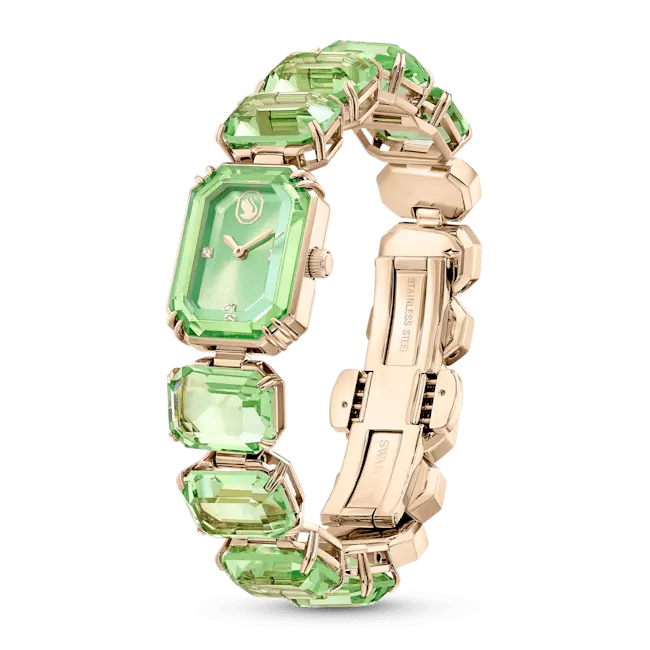 Swarovski Millenia Watch Octagon Cut Bracelet Green Champagne Gold-Tone Finish - Bluestreak Crystals
