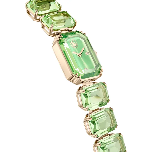 Swarovski Millenia Watch Octagon Cut Bracelet Green Champagne Gold-Tone Finish - Bluestreak Crystals