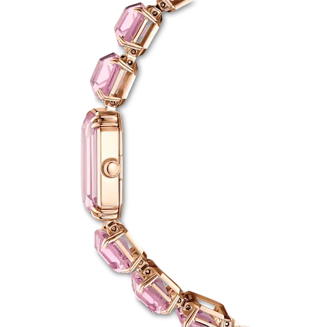Swarovski Millenia Watch Octagon Cut Bracelet Pink Stainless Steel - Bluestreak Crystals