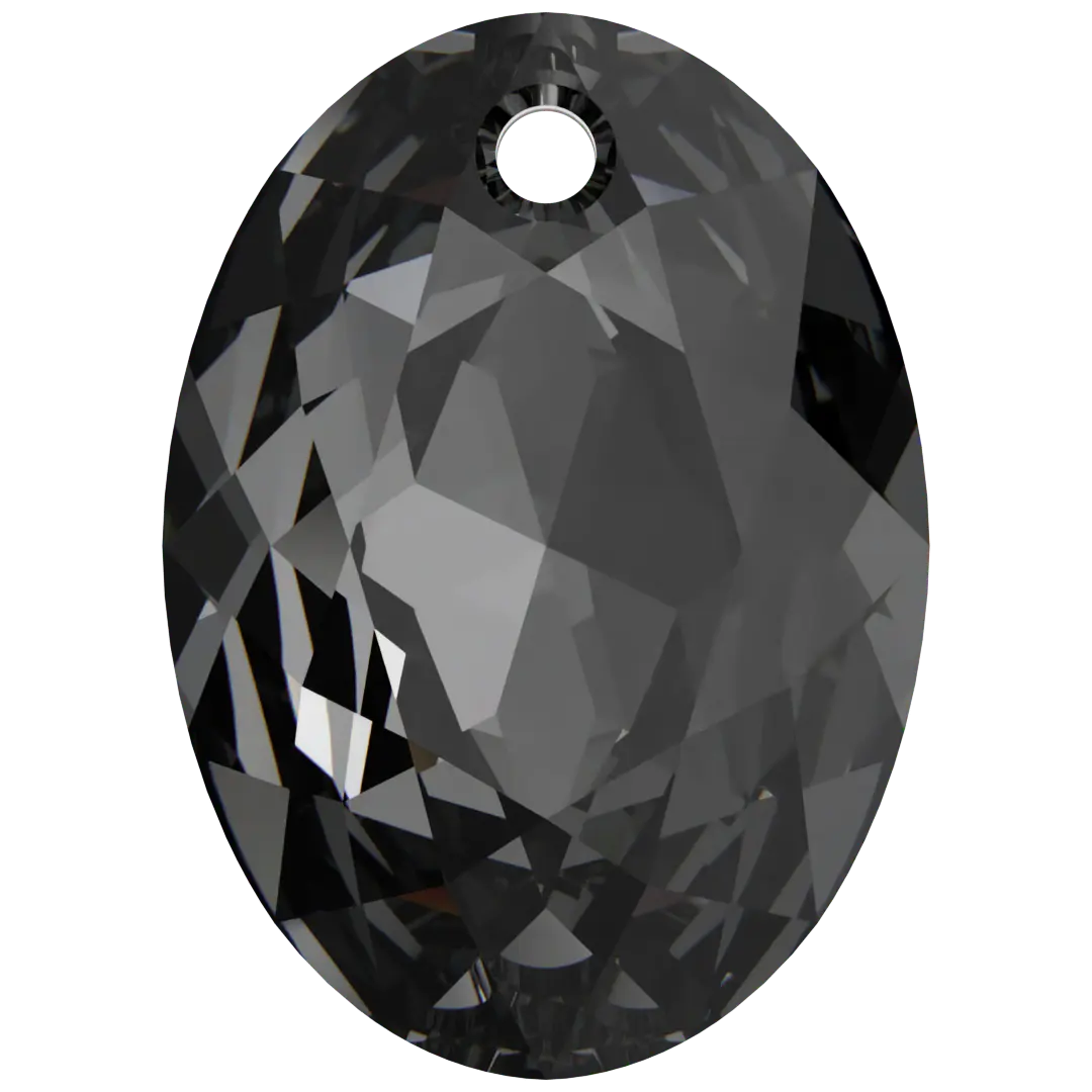 Swarovski Pendants Elliptic Cut (6438) Crystal Silver Night - Bluestreak Crystals