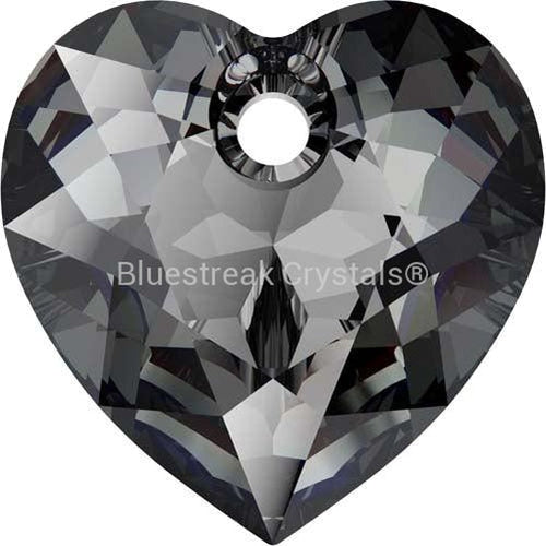 Swarovski Pendants Heart Cut (6432) Crystal Silver Night-Swarovski Pendants-8mm - Pack of 4-Bluestreak Crystals