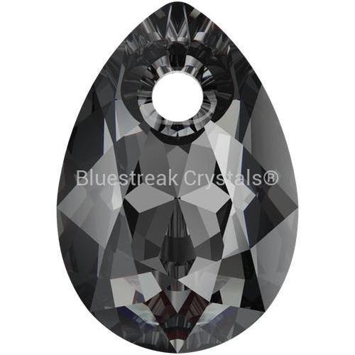 Swarovski Pendants Pear Cut (6433) Crystal Silver Night-Swarovski Pendants-9mm - Pack of 4-Bluestreak Crystals