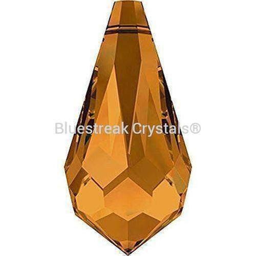 Swarovski Pendants Teardrop (6000) Topaz-Swarovski Pendants-11mm - Pack of 10-Bluestreak Crystals