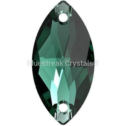Swarovski Sew On Crystals Navette (3223) Emerald-Swarovski Sew On Crystals-12mm - Pack of 4-Bluestreak Crystals